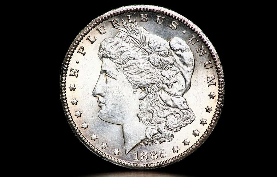 1885 Morgan silver dollar characteristics