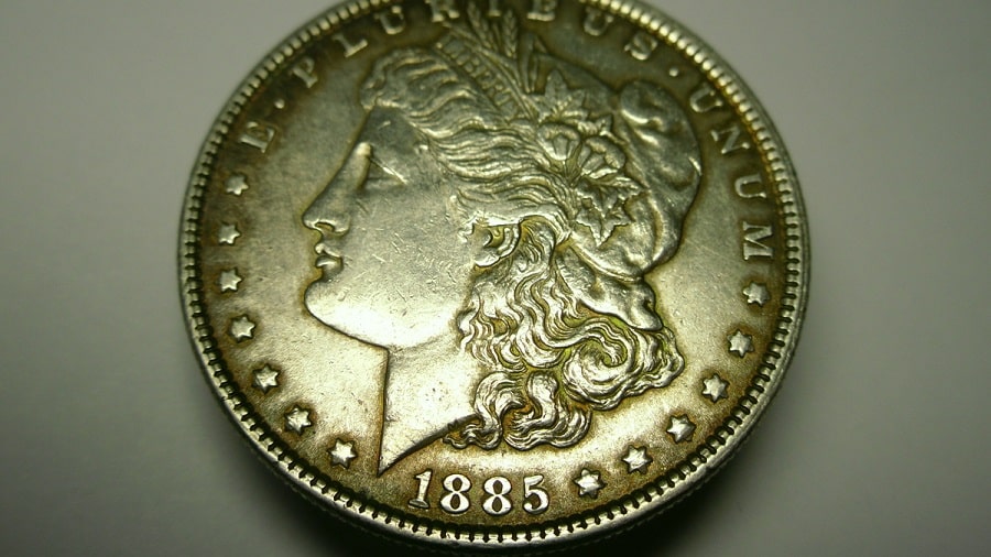 1885 Morgan silver dollar