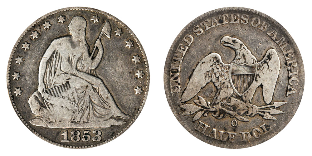 1853 O Seated Liberty Half Dollar No Arrows