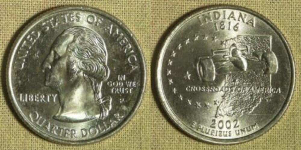 2002-P Indiana Quarter Struck on Dime Planchet