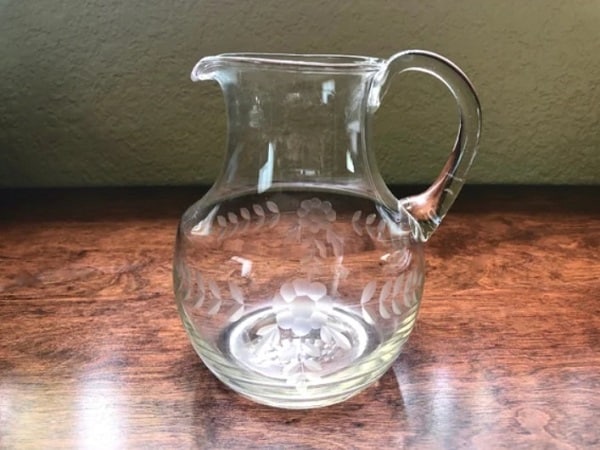 Etched Glass Pitcher