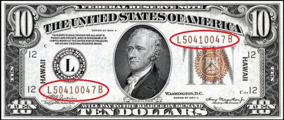 The Serial Number Of Bills Also Affect The Value of The 1934 $10 Notes