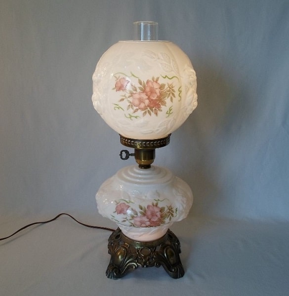 Victorian EAPG (Early American Pattern Glass) electric hurricane lamp