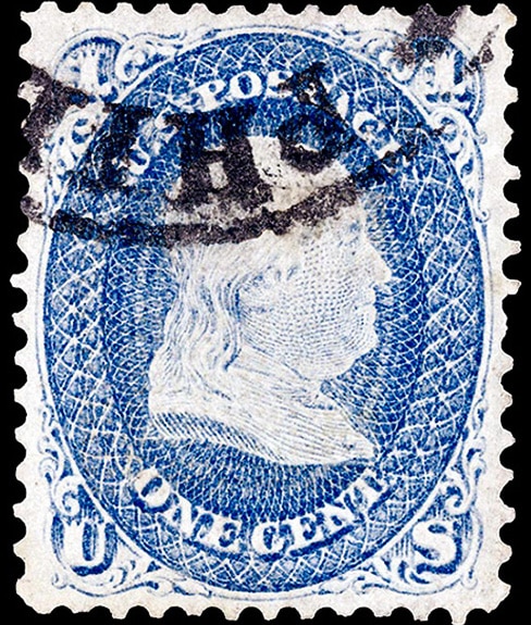 Benjamin Franklin 1 Cent Z Grill Stamp Scotts #85A